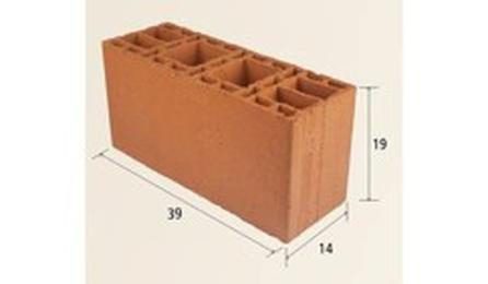 Foto do insumo SINAPI 37593 — BLOCO CERAMICO / TIJOLO VAZADO PARA ALVENARIA DE VEDACAO, FUROS NA VERTICAL DE 1