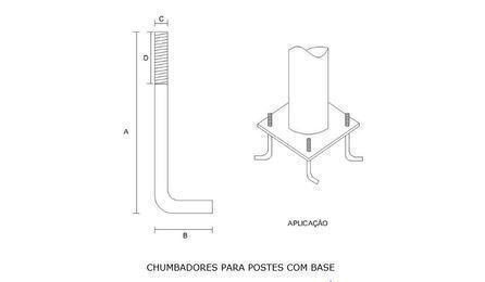 Foto do insumo SINAPI 39746 — CHUMBADOR DE ACO GALVANIZADO, 1" X 600 MM, PARA POSTES DE ACO COM BASE, INCLUSO 