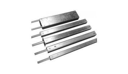 CHUMBADOR PONTALETE, ACO GALVANIZADO, 1" X 1", APROX. 50 CM DE COMPRIMENTO, 1 BARRA DE 5/8", PARA GUARDA-CORPO / GRADIL / CORRIMAO