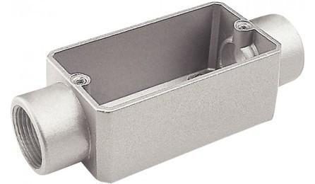 Foto do insumo SINAPI 2558 — CONDULETE DE ALUMINIO TIPO C, PARA ELETRODUTO ROSCAVEL DE 1/2", COM TAMPA CEGA