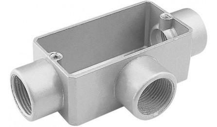 Foto do insumo SINAPI 2573 — CONDULETE DE ALUMINIO TIPO T, PARA ELETRODUTO ROSCAVEL DE 1/2", COM TAMPA CEGA