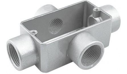 Foto do insumo SINAPI 2579 — CONDULETE DE ALUMINIO TIPO X, PARA ELETRODUTO ROSCAVEL DE 1/2", COM TAMPA CEGA
