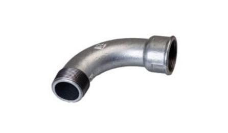 Foto do insumo SINAPI 1803 — CURVA 90 GRAUS DE FERRO GALVANIZADO, COM ROSCA BSP MACHO/FEMEA, DE 1/2"