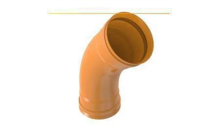 Foto do insumo SINAPI 42693 — CURVA PVC, BB, JE, 45 GRAUS, DN 250 MM, PARA TUBO CORRUGADO E/OU LISO, REDE COLE