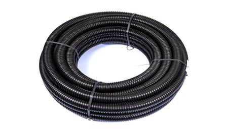 Foto do insumo SINAPI 2442 — ELETRODUTO/DUTO PEAD FLEXIVEL PAREDE SIMPLES, CORRUGACAO HELICOIDAL, COR PRETA, 