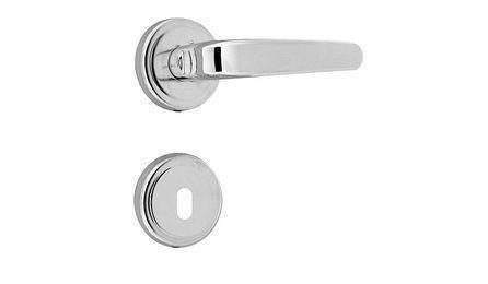 Foto do insumo SINAPI 3093 — FECHADURA ROSETA REDONDA PARA PORTA INTERNA, EM ACO INOX (MAQUINA, TESTA E CONTR