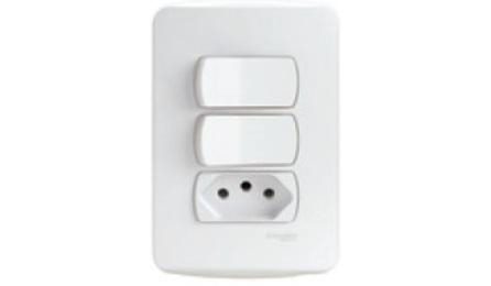 Foto do insumo SINAPI 38081 — INTERRUPTORES PARALELOS (2 MODULOS) + TOMADA 2P+T 10A, 250V, CONJUNTO MONTADO PA