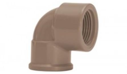 Foto do insumo SINAPI 3521 — JOELHO PVC, SOLDAVEL COM ROSCA, 90 GRAUS, 20 MM X 1/2", COR MARROM, PARA AGUA FR