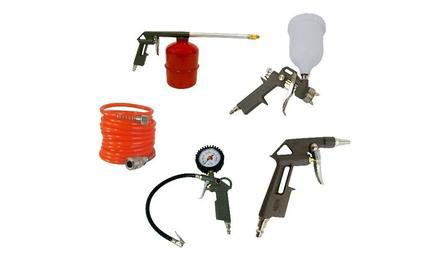 Foto do insumo SINAPI 38394 — KIT ACESSORIOS PARA COMPRESSOR DE AR, 5 PECAS (PISTOLAS PINTURA, LIMPEZA E PULVE