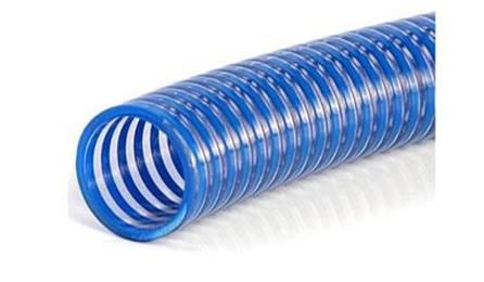 Foto do insumo SINAPI 44909 — MANGUEIRA FLEXIVEL TRANSPARENTE COM ESPIRAL AZUL, EM PVC, DIAM. 1" (25 MM), PARA