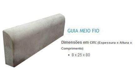 Foto do insumo SINAPI 41681 — MEIO-FIO OU GUIA DE CONCRETO PRE-MOLDADO, COMP 80 CM, *25 X 08/08* CM (H X L1/L2