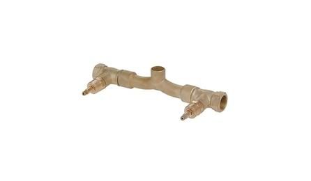 Foto do insumo SINAPI 36800 — MISTURADOR METALICO, BASE PARA CHUVEIRO/BANHEIRA, 1/2" OU 3/4", SOLDAVEL OU ROSC