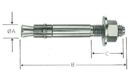 PARAFUSO DE ACO TIPO CHUMBADOR PARABOLT, DIAMETRO 1/2", COMPRIMENTO 100 MM