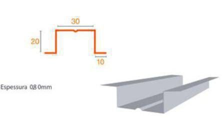 Foto do insumo SINAPI 40664 — PERFIL CARTOLA DE ACO GALVANIZADO, *20 X 30 X 10* MM, E = 0,8 MM