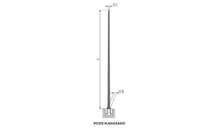 Foto do insumo SINAPI 5050 — POSTE CONICO CONTINUO EM ACO GALVANIZADO, RETO, FLANGEADO, H = 3 M, DIAMETRO INF