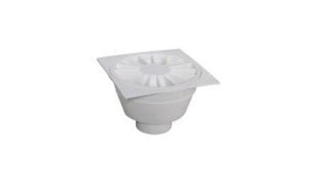 Foto do insumo SINAPI 11711 — RALO SECO CONICO, PVC, 100 X 40 MM, COM GRELHA QUADRADA BRANCA