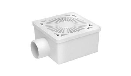 Foto do insumo SINAPI 5102 — RALO SECO / RALO DE PASSAGEM EM PVC, QUADRADO, 100 X 100 X 53 MM, SAIDA 40 MM, C