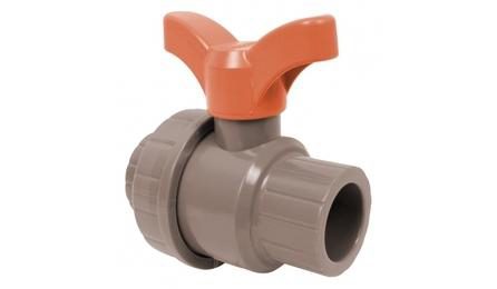 Foto do insumo SINAPI 11678 — REGISTRO DE ESFERA, PVC, COM VOLANTE, VS, SOLDAVEL, DN 60 MM, COM CORPO DIVIDIDO