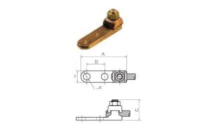 Foto do insumo SINAPI 1545 — TERMINAL METALICO A PRESSAO PARA 1 CABO DE 50 A 70 MM2, COM 2 FUROS PARA FIXACAO