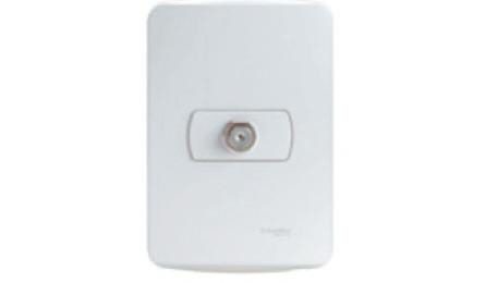 Foto do insumo SINAPI 38084 — TOMADA PARA ANTENA DE TV, CABO COAXIAL DE 9 MM, CONJUNTO MONTADO PARA EMBUTIR 4"