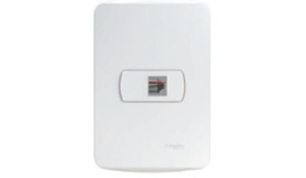 Foto do insumo SINAPI 38082 — TOMADA RJ11, 2 FIOS, CONJUNTO MONTADO PARA EMBUTIR 4" X 2" (PLACA + SUPORTE + MO