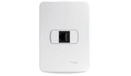 Foto do insumo SINAPI 38083 — TOMADA RJ45, 8 FIOS, CAT 5E, CONJUNTO MONTADO PARA EMBUTIR 4" X 2" (PLACA + SUPO