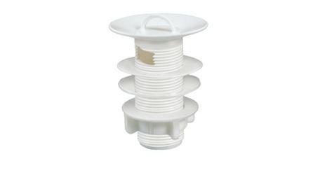 Foto do insumo SINAPI 6158 — VALVULA EM PLASTICO BRANCO PARA LAVATORIO 1", SEM UNHO, COM LADRAO